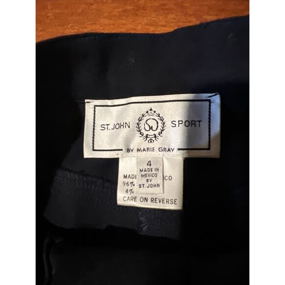 St. John Sport By Marie Gray Straight Leg Black Pants Sz 4 - Picture 6 of 8